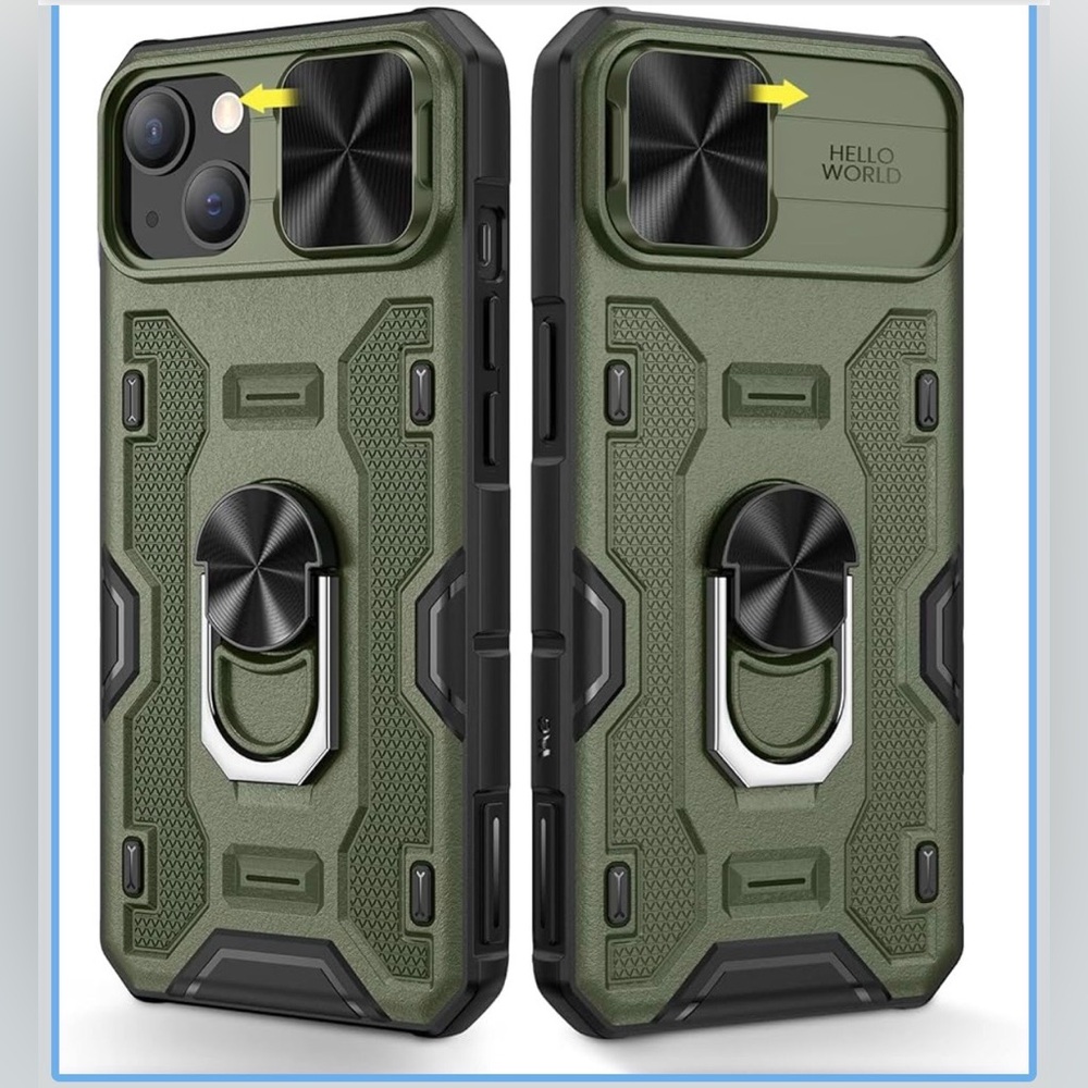 iPhone 14 Green Rugged Phone Case with Kickstand.